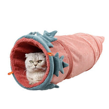 Load image into Gallery viewer, Big Long Cats Tunnel Toys Pure Color Suede Material Kitten Foldable Pet Supplies Cat Tunnel Vegetable Shape Warm Pet Tunnel