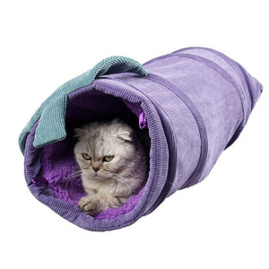 Big Long Cats Tunnel Toys Pure Color Suede Material Kitten Foldable Pet Supplies Cat Tunnel Vegetable Shape Warm Pet Tunnel