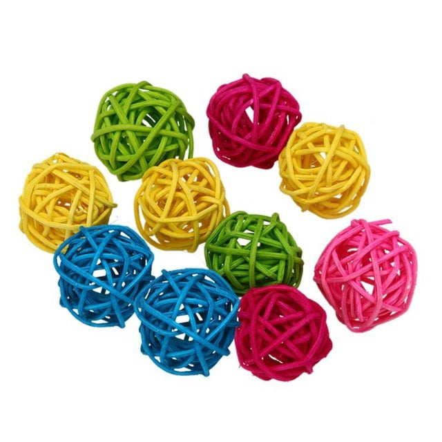 10pcs/20pcs Parrot Rattan Ball Toys Bird