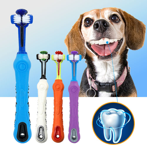 Dog Toothbrush Soft Pet Cat Toothbrush withThree Sided