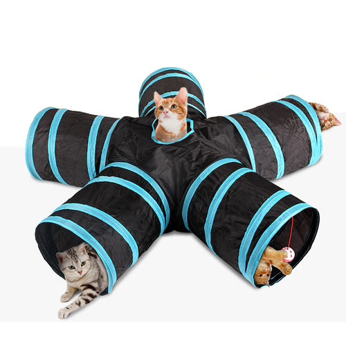 4/5 Holes 2 Colors Foldable Pet Cat Tunnel Indoor Outdoor Pet Cat Training Toy for Cat Rabbit Animal Play Tunnel Tube T-joint 27