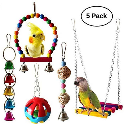 5pcs Parrot Toy Bird Cage Swing Hammock Pet Bird