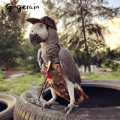 Gingerain Bird clothes Parrot diaper brown bulletproof vest original hand-made custom bird diaper brown bulletproof vest