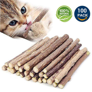 100Pcs/lot Natural Matatabi Catnip Toy Wood Pet Cats Toy Cat's Molar Toothpaste Branch Cleaning Silvervine Cat Snacks Sticks