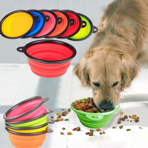 New Dog accessories silicone dog bowl candy color outdoor